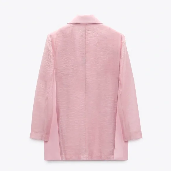 ZARA 2 PIECES SET MIXED ORGANZA BLAZER AND MIXED ORGANZA STRAIGHT LEG PANTS - Picture 12 of 16